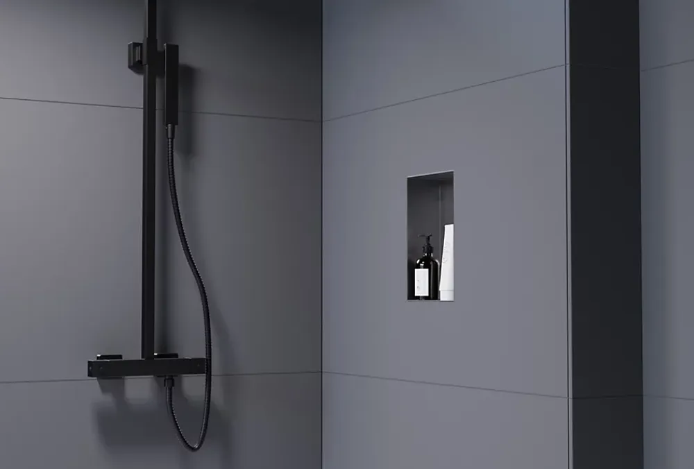 Niche De Salle De Bains|Bernstein Niche murale de douche, étagère encastrable douche acier inox sans cadre - 30x20x10cm - NT203010X Gun métal