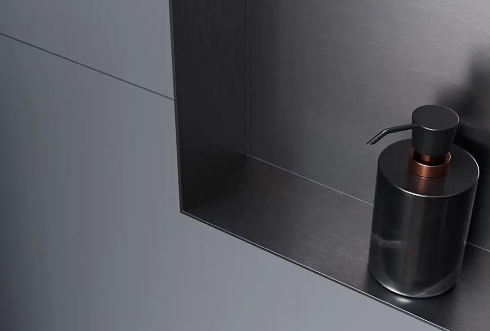 Niche De Salle De Bains|Bernstein Niche murale de douche, étagère encastrable douche acier inox sans cadre - 30x20x10cm - NT203010X Gun métal