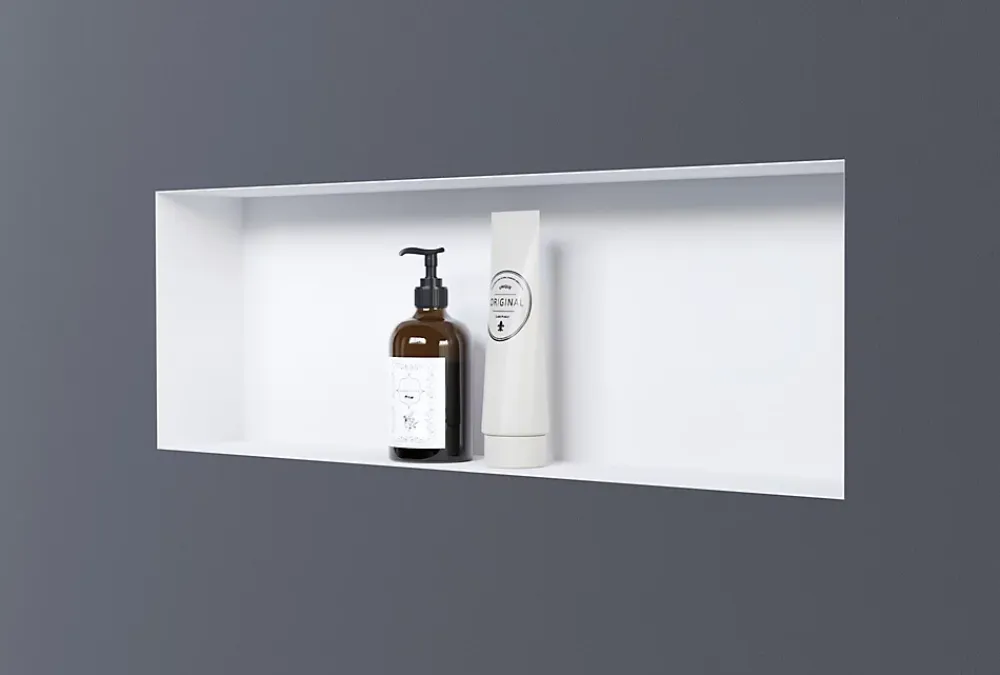 Niche De Salle De Bains|Bernstein Niche murale de douche, étagère encastrable douche acier inox sans cadre - 20x60x10cm - NT206010X Blanc