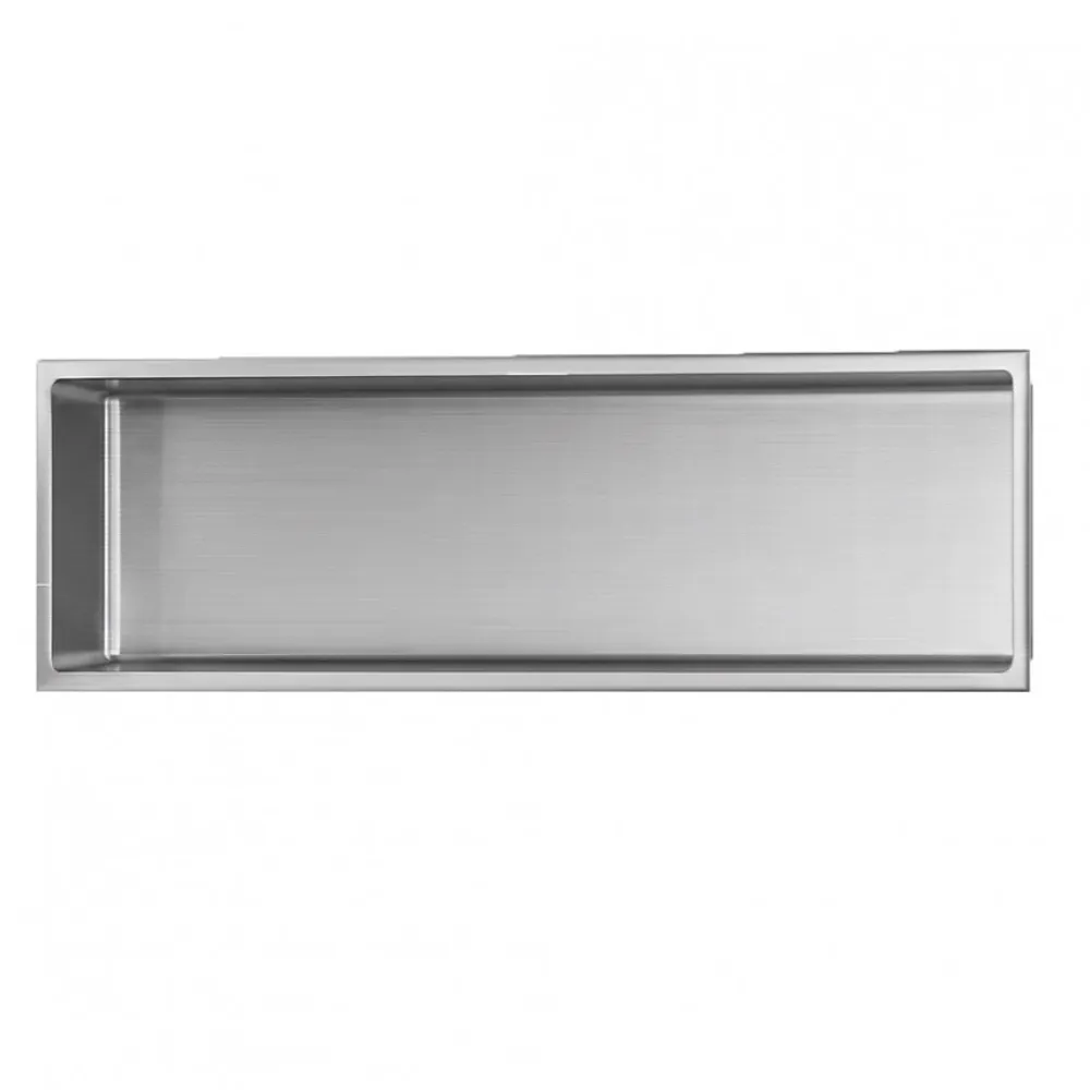 Sanitaire Niche murale de douche, étagère encastrable douche acier Inox Brossé - 30x90cm