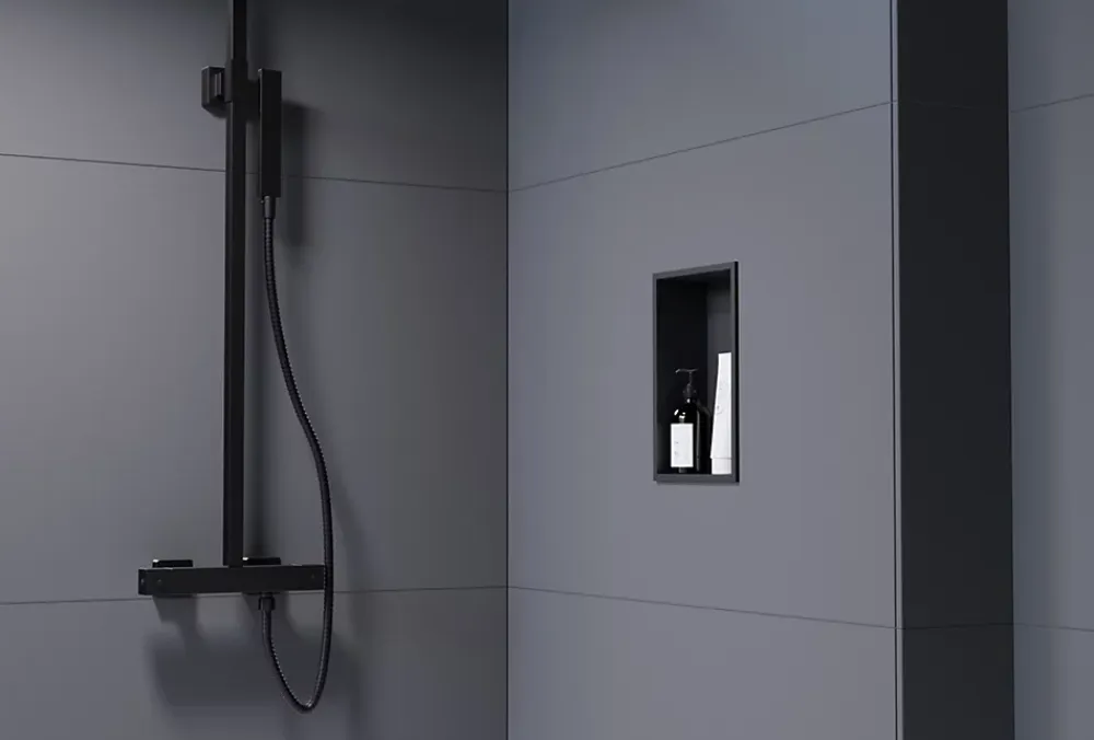 Bernstein Niche murale de douche, étagère encastrable douche acier inox - 30x20x10cm - NT203010X Noir