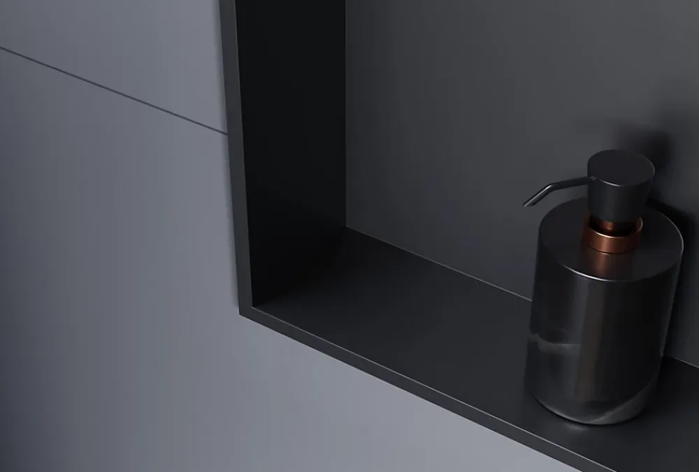 Bernstein Niche murale de douche, étagère encastrable douche acier inox - 30x20x10cm - NT203010X Noir
