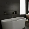 Sanitaire Niche murale de douche, étagère encastrable douche acier Noir Mat - 30x90cm