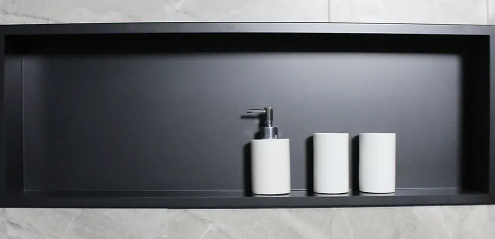 Bernstein Niche murale de douche, étagère encastrable douche acier inox - 90x30x10cm - BS903010 Noir