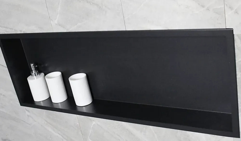 Bernstein Niche murale de douche, étagère encastrable douche acier inox - 90x30x10cm - BS903010 Noir