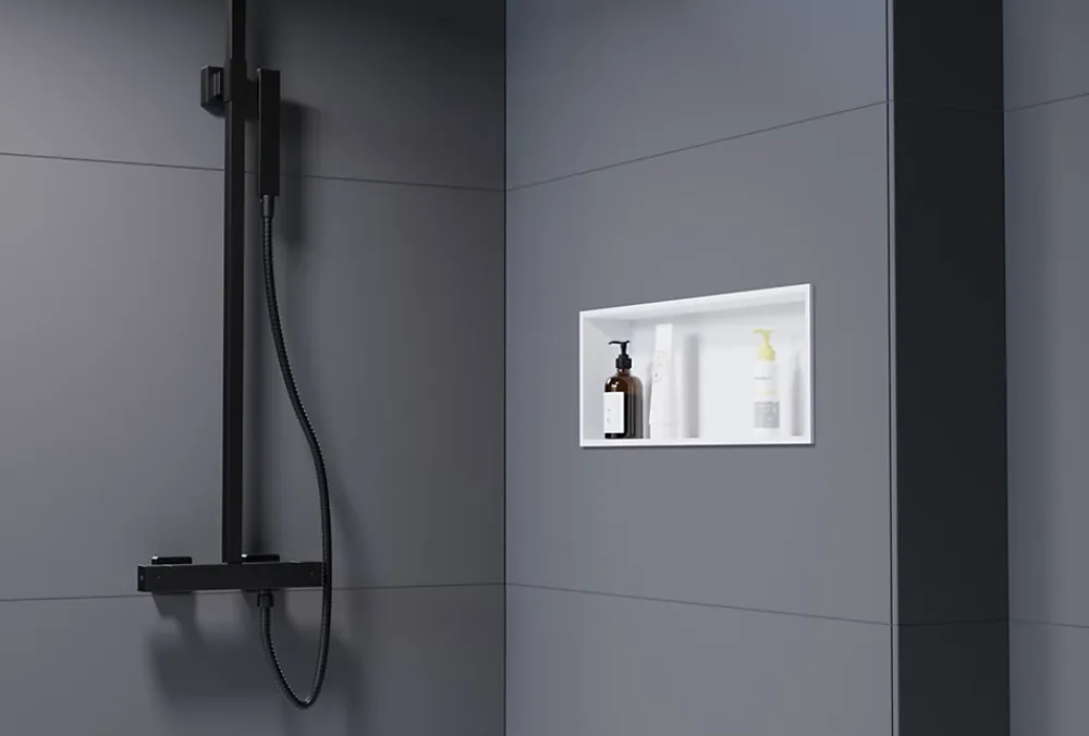 Niche De Salle De Bains|Bernstein Niche murale de douche, étagère encastrable douche acier inox - 20x60x10cm - NT206010X Blanc