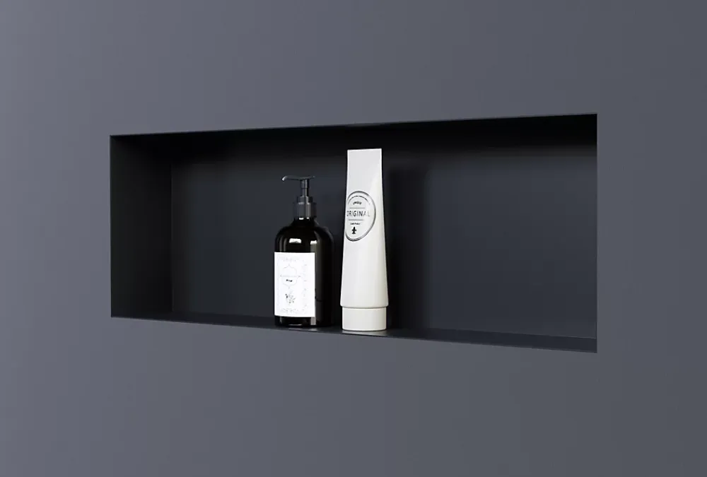 Niche De Salle De Bains|Bernstein Niche murale de douche, étagère encastrable douche acier inox sans cadre - 20x60x10cm - NT206010X Noir