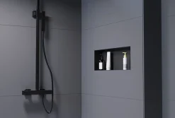 Niche De Salle De Bains|Bernstein Niche murale de douche, étagère encastrable douche acier inox sans cadre - 20x60x10cm - NT206010X Noir