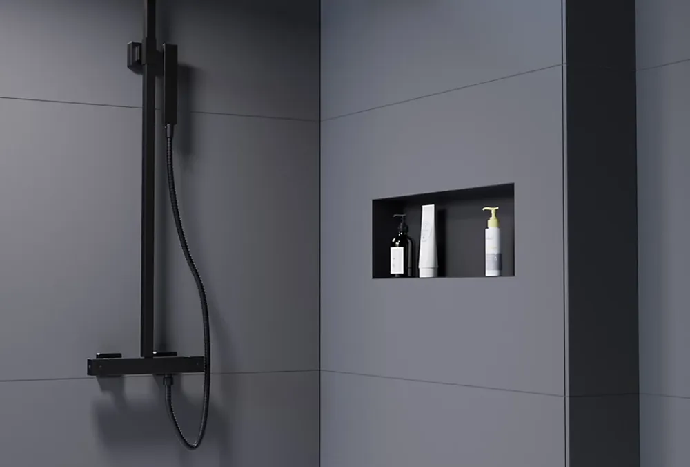 Niche De Salle De Bains|Bernstein Niche murale de douche, étagère encastrable douche acier inox sans cadre - 20x60x10cm - NT206010X Noir