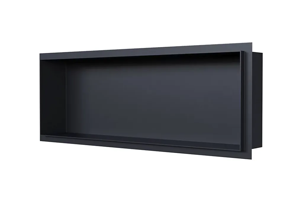 Niche De Salle De Bains|Bernstein Niche murale de douche, étagère encastrable douche acier inox sans cadre - 20x60x10cm - NT206010X Noir
