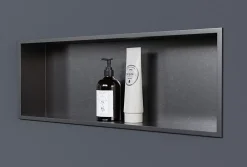 Bernstein Niche murale de douche, étagère encastrable douche acier inox - 20x60x10cm - NT206010X Gun métal