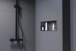 Bernstein Niche murale de douche, étagère encastrable douche acier inox - 20x60x10cm - NT206010X Gun métal