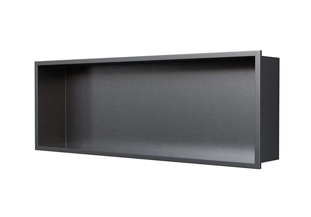 Bernstein Niche murale de douche, étagère encastrable douche acier inox - 20x60x10cm - NT206010X Gun métal
