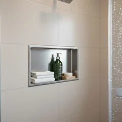 Sanitaire Niche murale de douche, étagère encastrable douche acier Inox Brossé - 30x60cm