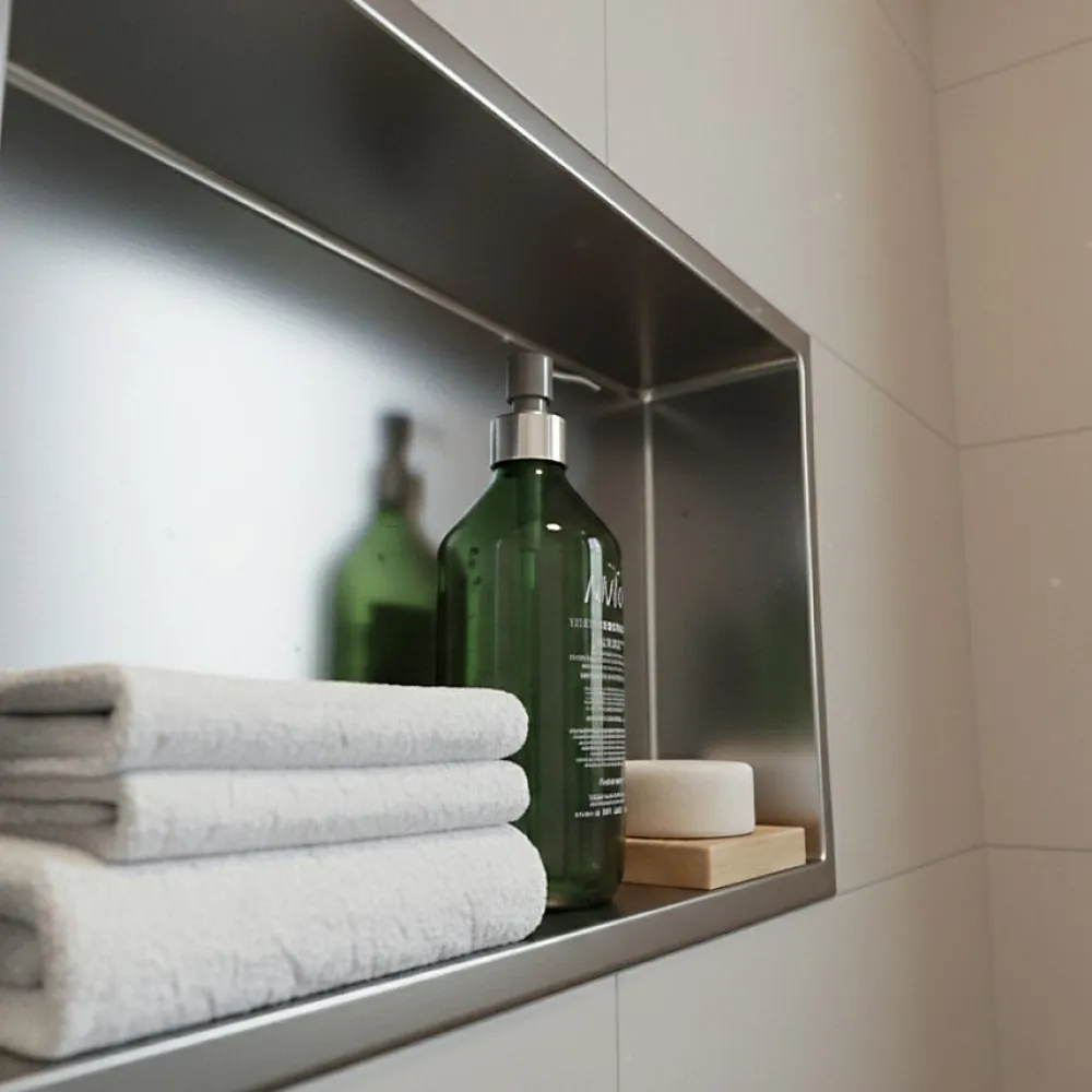 Sanitaire Niche murale de douche, étagère encastrable douche acier Inox Brossé - 30x60cm