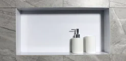 Bernstein Niche murale de douche, étagère encastrable douche acier inox, sans rebord - 60x30x10cm - BS603010 Blanc