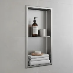 Niche De Salle De Bains|Sanitaire Niche murale de douche, étagère encastrable douche acier Inox Brossé - 60x30cm