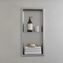 Niche De Salle De Bains|Sanitaire Niche murale de douche, étagère encastrable douche acier Inox Brossé - 60x30cm