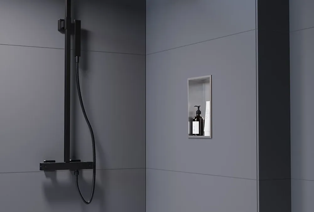 Bernstein Niche murale de douche, étagère encastrable douche acier inox - 30x20x10cm - NT203010X Acier brossé