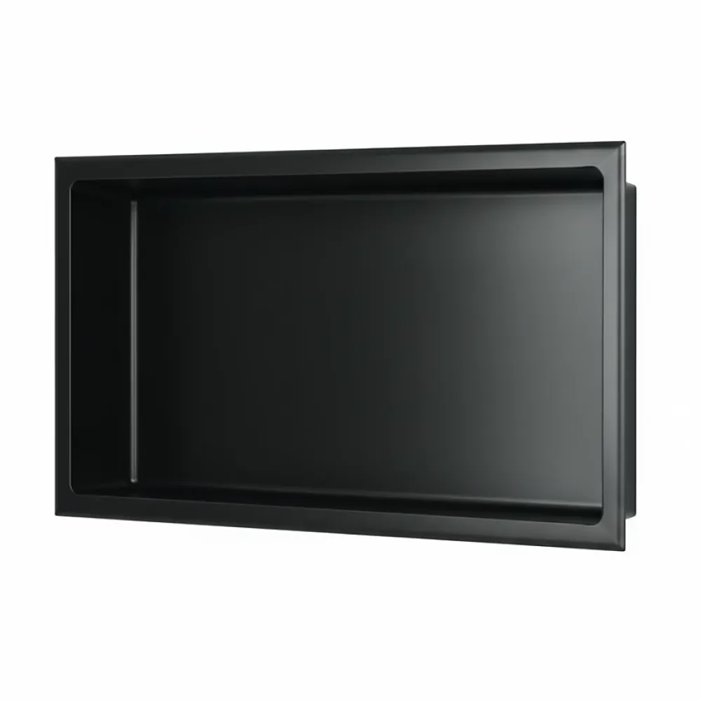 Sanitaire Niche murale de douche, étagère encastrable douche acier Noir Mat - 30x60cm