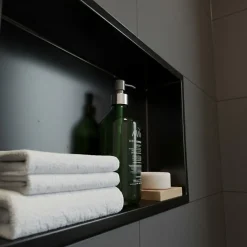 Sanitaire Niche murale de douche, étagère encastrable douche acier Noir Mat - 30x60cm