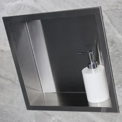 Niche De Salle De Bains|Bernstein Niche murale de douche, étagère encastrable douche acier inox - 30x30x10cm - BS303010 Acier brossé