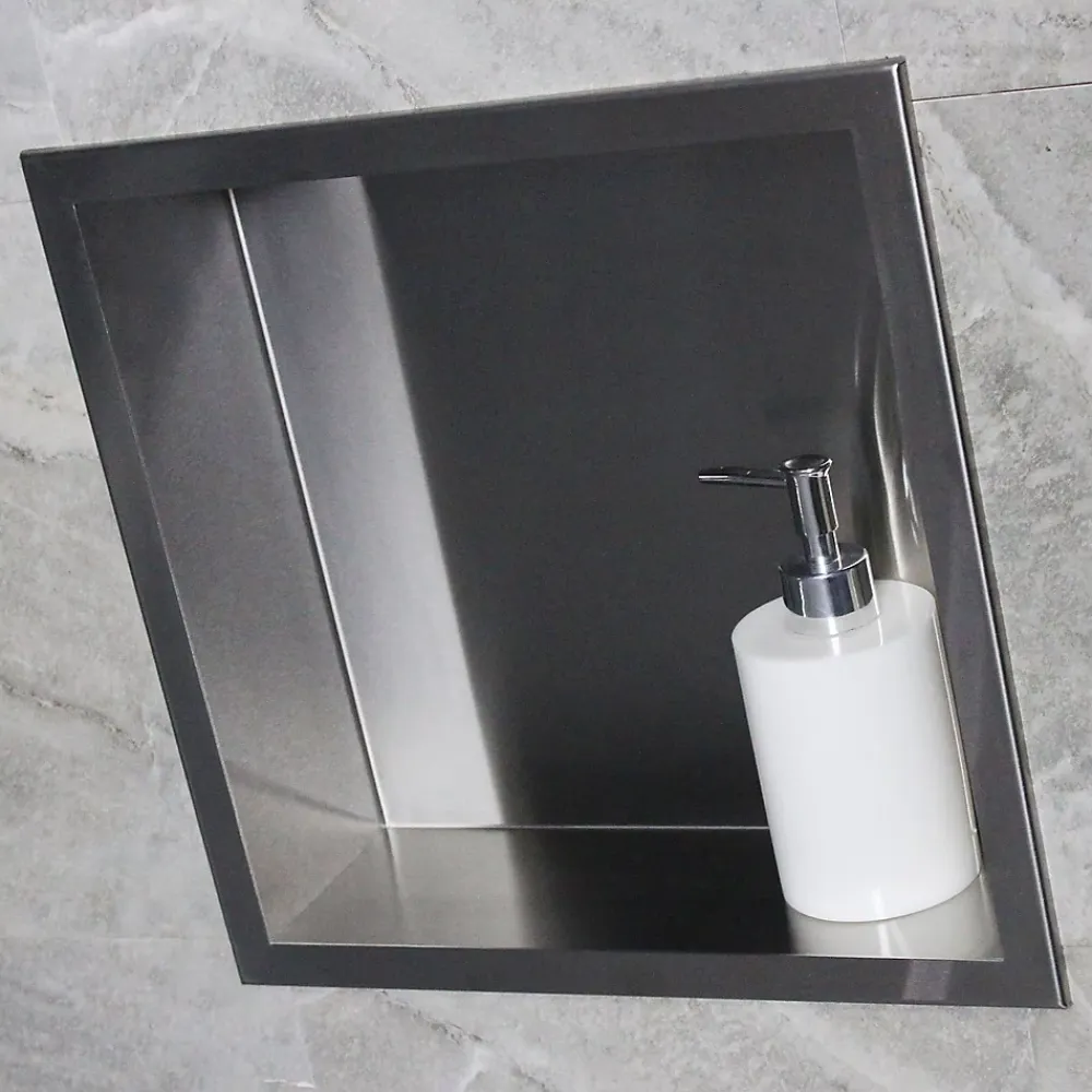 Niche De Salle De Bains|Bernstein Niche murale de douche, étagère encastrable douche acier inox - 30x30x10cm - BS303010 Acier brossé