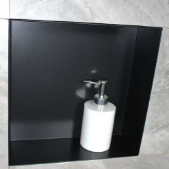 Bernstein Niche murale de douche, étagère encastrable douche acier inox, sans rebord - 30x30x10cm - BS303010 Noir