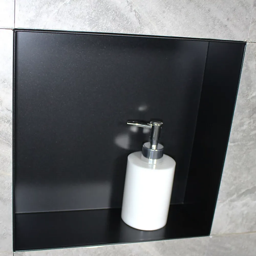 Bernstein Niche murale de douche, étagère encastrable douche acier inox, sans rebord - 30x30x10cm - BS303010 Noir