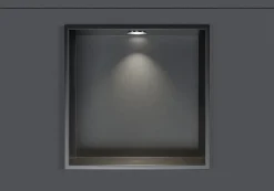 Niche De Salle De Bains|Bernstein Niche murale douche acier inox + Spot LED, étagère douche encastrable - 30x30x10cm (HxLxP) - Gun métal, 1x Spot Chrome