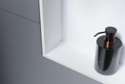Bernstein Niche murale douche acier inox + 2 Spots LED, étagère douche encastrable - 30x60x10cm (HxLxP) - Blanc, 2x Spot Blanc mat