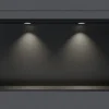 Bernstein Niche murale douche acier inox + 2 Spots LED, étagère douche encastrable - 30x60x10cm (HxLxP) - Noir, 2x Spot noir mat
