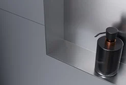 Niche De Salle De Bains|Bernstein Niche murale douche acier inox + Spot LED, étagère douche encastrable NT206010X - 20x60x10cm (HxLxP) - Acier brossé, 2x Spot Blanc