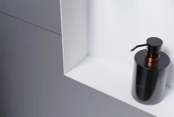Bernstein Niche murale douche acier inox + Spot LED, étagère douche encastrable NT303010X - 30x30x10cm (HxLxP) - Blanc, 1x Spot noir mat