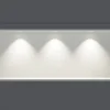 Bernstein Niche murale douche acier inox + 3 Spots LED, étagère douche encastrable - 30x90x10cm (HxLxP) - Blanc, 3x Spot Cadre Blanc mat