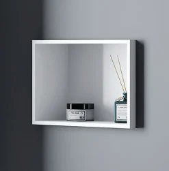 Bernstein Niche Murale Douche Blanche Fonte minérale étagère Rangement Douche Salle de Bain encastrable BA2513, H.25xP.13xL.90cm, Blanc mat