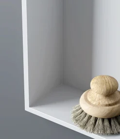 Bernstein Niche Murale Douche Blanche Fonte minérale étagère Rangement Douche Salle de Bain encastrable BA2513, H.25xP.13xL.90cm, Blanc mat