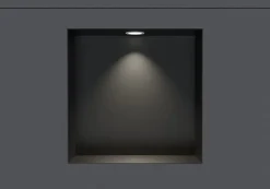 Niche De Salle De Bains|Bernstein Niche murale douche étanche en acier inox avec Spot LED, étagère douche encastrable - 20x30x10cm (HxLxP) - Noir, 1x Spot Blanc mat
