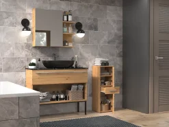 Colonne De Salle De Bains|Autres NINA - Meuble salle de bain 2 portes + 1 tiroir - 30x30x85cm - Colonne basse rangement SDB