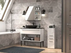 Autres NINA - Meuble salle de bain 2 portes + 1 tiroir - 30x30x85cm - Colonne basse rangement SDB
