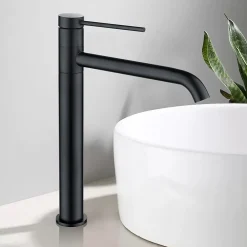 Robinet Lavabo Et Vasque|Homelody Noir Mitigeur de Lavabo Robinet Salle de Bain Haut Robinet pour Vasque Bec Pivotant en Inox SS304 pour Salle de Bain