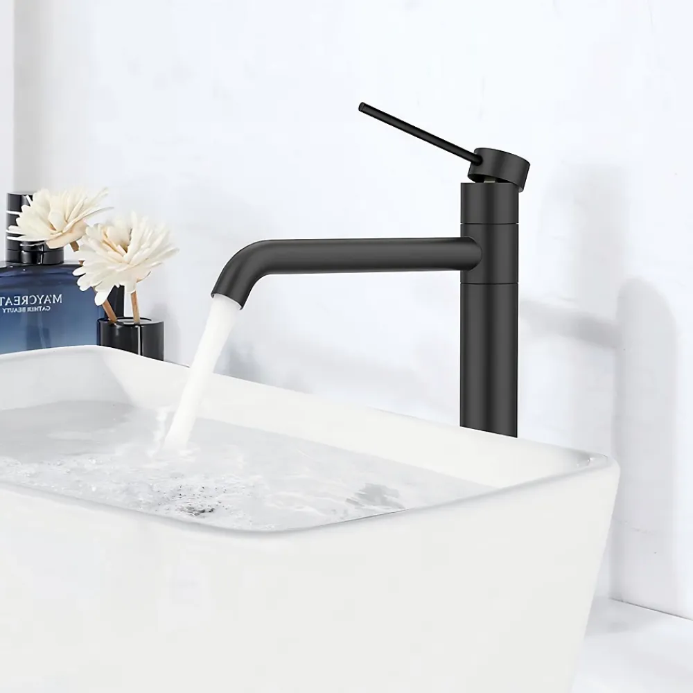 Robinet Lavabo Et Vasque|Homelody Noir Mitigeur de Lavabo Robinet Salle de Bain Haut Robinet pour Vasque Bec Pivotant en Inox SS304 pour Salle de Bain