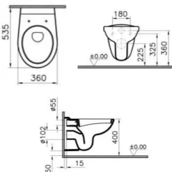 Wc Suspendu|Vitra Normus WC suspendu + Abattant avec frein de chute, Blanc (6855-003-6290)