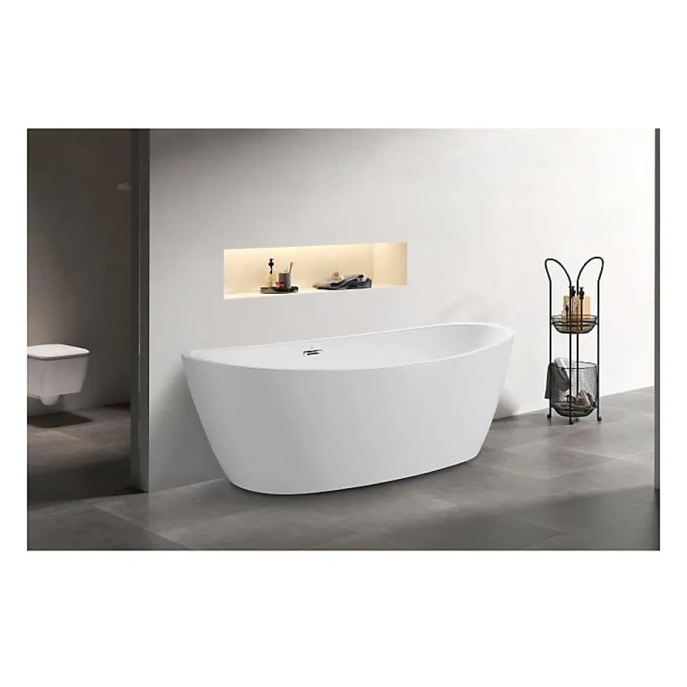 Oceanic Baignoire ilot Rosa - L.177 x I.83 x H.58 cm - En acrylique - Bonde poussoir - Blanc