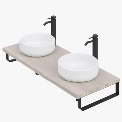 Plan De Travail Salle De Bains|T-Bath Pack 2 supports porte-serviettes pour plan de toilette - noir mat