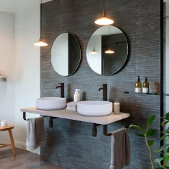 Plan De Travail Salle De Bains|T-Bath Pack 2 supports porte-serviettes pour plan de toilette - noir mat
