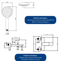 Villeroy & Boch Pack baignoire 160 x 70 VILLEROY ET BOCH O Novo avec pieds et robinet