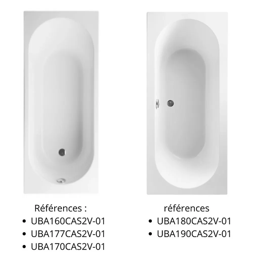 Villeroy & Boch Pack baignoire 160 x 70 VILLEROY ET BOCH O Novo avec pieds et robinet