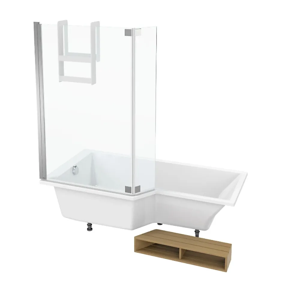 Baignoire Droite|Jacob Delafon Pack baignoire bain douche 160 x 90 Neo version gauche + pare bain chromé