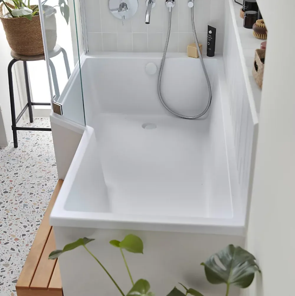 Baignoire Droite|Jacob Delafon Pack baignoire bain douche 160 x 90 Neo version gauche + pare bain chromé
